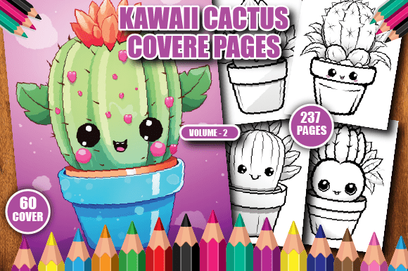 237 Kawaii Cactus Coloring Pages V-2