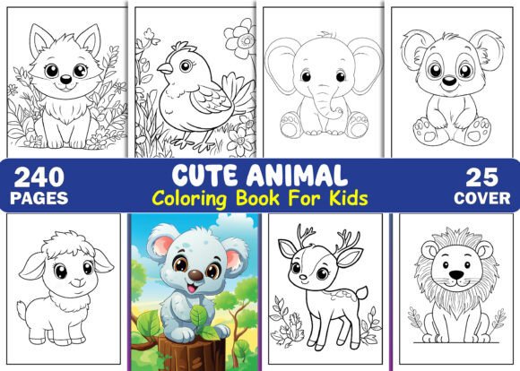 240 Cute Animal Coloring Pages for Kids