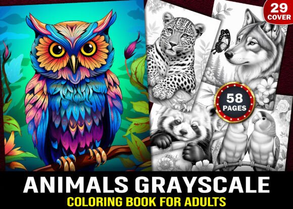 Animals Grayscale Coloring Book Pages: A Creative Escape for Adults and Beyond