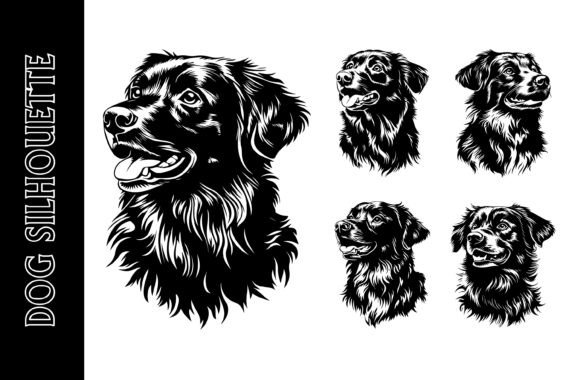 Black Dog Face Vector Silhouette for Creative Designs