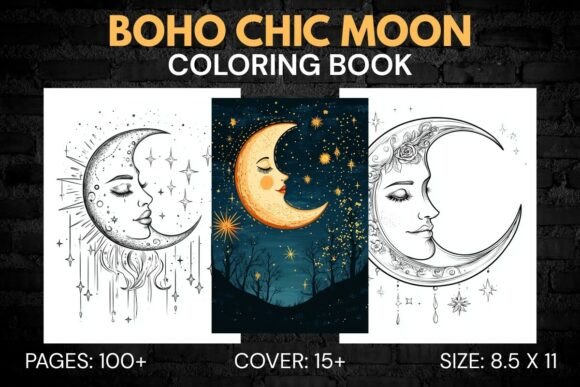 Boho Chic Moon Coloring Pages