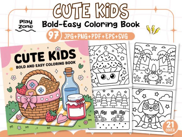 Bold and Easy Cute Kids Coloring Pages: A Creative Resource for Educators, Parents, and Publishers