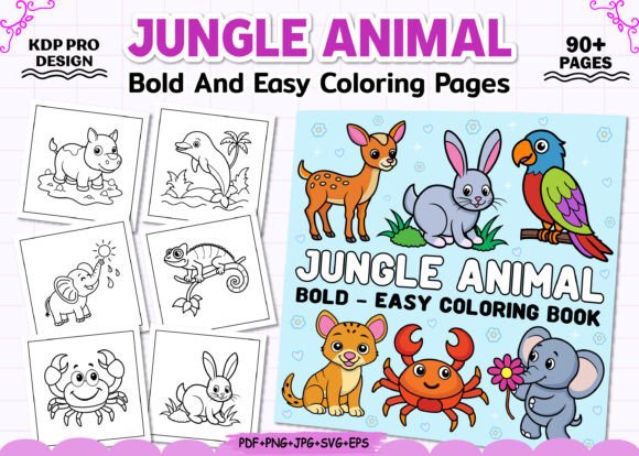 Bold Easy Jungle Animal Coloring Book