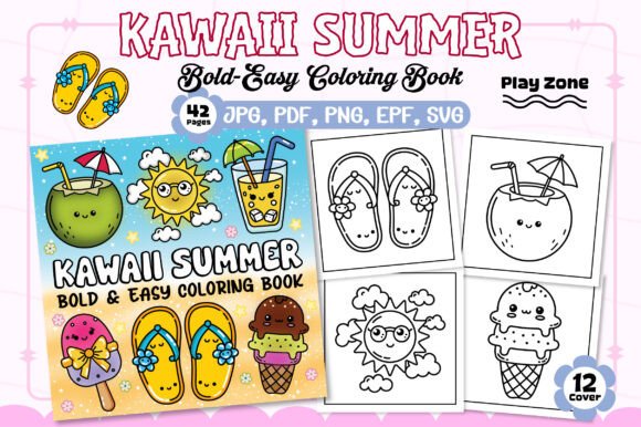 Bold Easy Kawaii Summer Coloring Book: A Creative Escape for All Ages