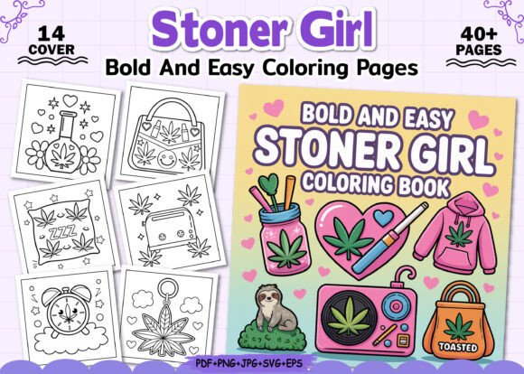 Bold Easy Stoner Girl Coloring Pages for Adults