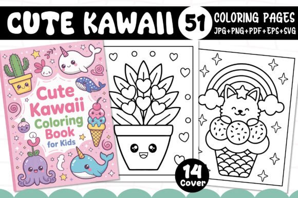 Cute Kawaii Coloring Book for Kids - KDP