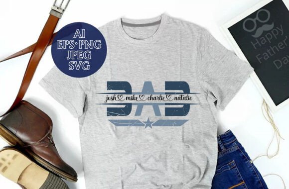 Dad Split Name T-Shirt Design