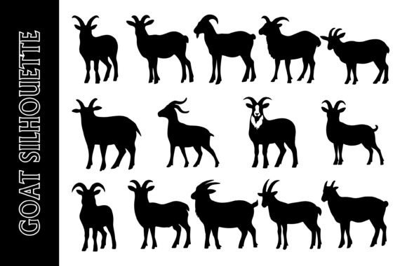 Set of Goat Silhouette for Creative Projects