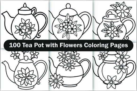 Tea Pot with Flowers Coloring Pages: A Unique Creative Resource for Adults