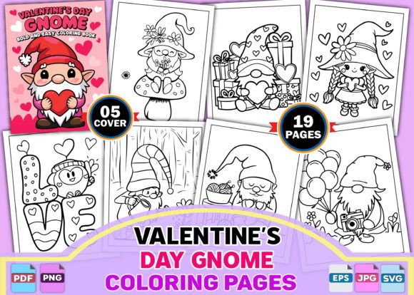 Valentine's Day Gnome Coloring Pages