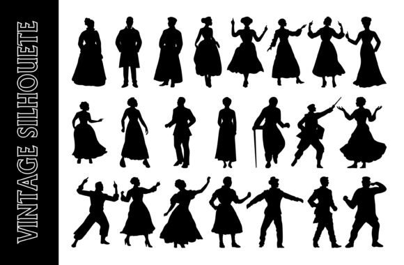Vintage Silhouettes of Diverse People: A Timeless Design Element for Modern Creations